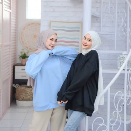 Basic Sweater Polos Oversize Pria Wanita M - X5L