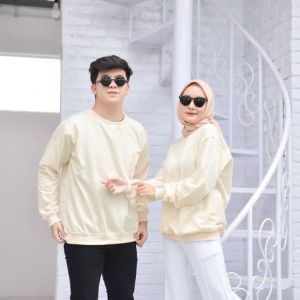 Basic Sweater Polos Oversize Pria Wanita M - X5L