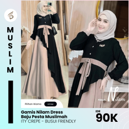 Gamis Nilam Dress Baju Pesta Muslimah  ITY CREPE - BUSUI FRIENDLY