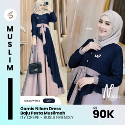 Gamis Nilam Dress Baju Pesta Muslimah  ITY CREPE - BUSUI FRIENDLY