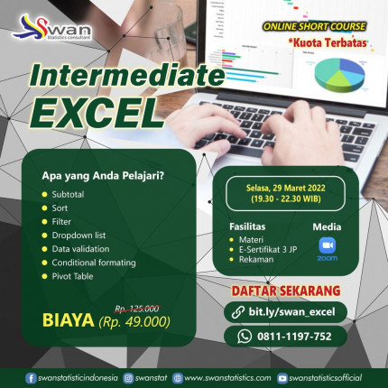 Paket Short Course MAHIR EXCEL UNTUK DUNIA KERJA Batch Maret 2022