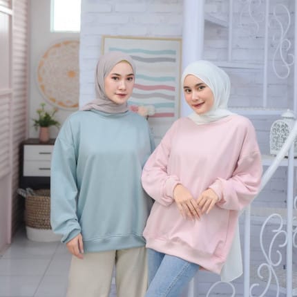 Basic Sweater Polos Oversize Pria Wanita M - X5L