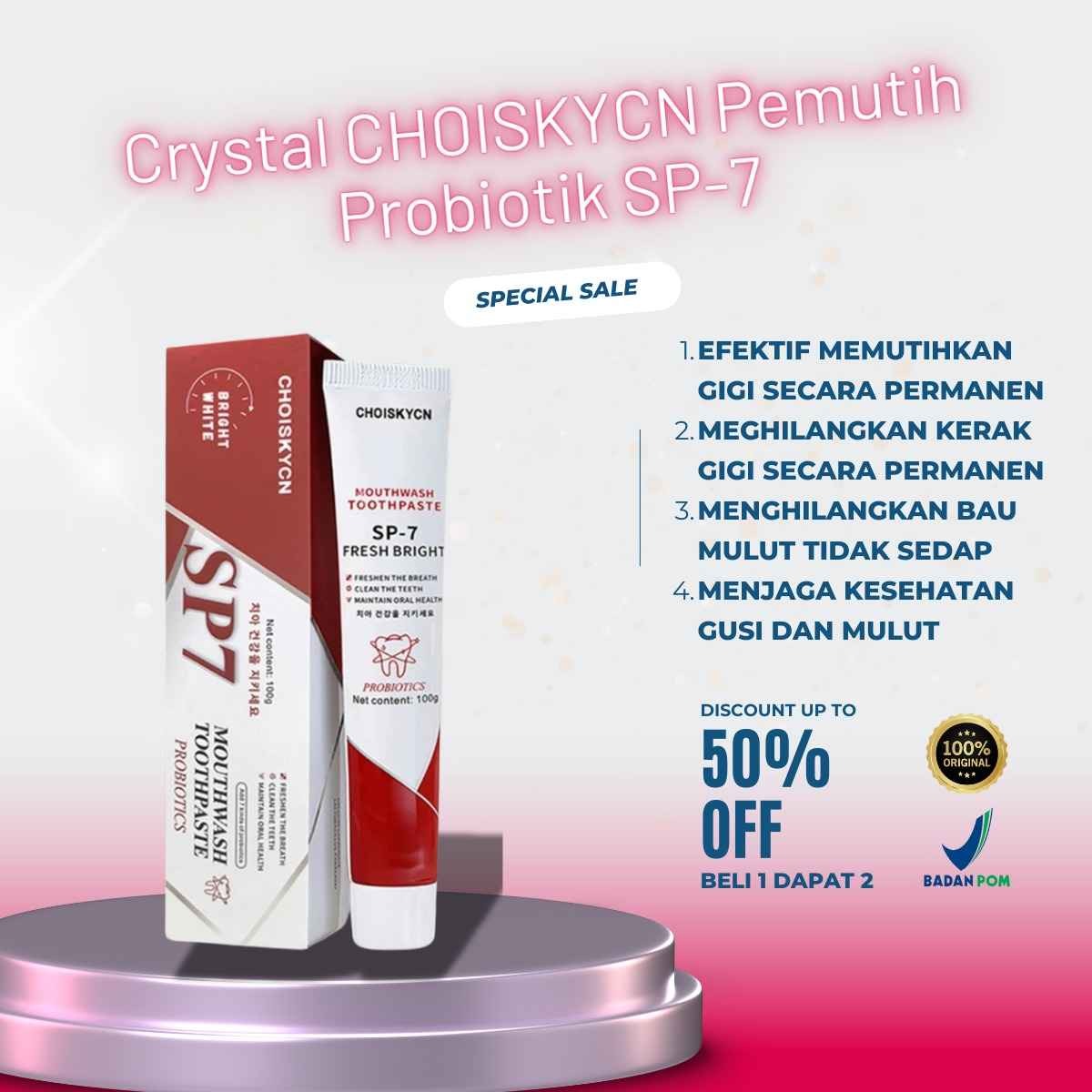 Crystal CHOISKYCN Pemutih Probiotik SP-7 BPOM MR77-ER165 logo