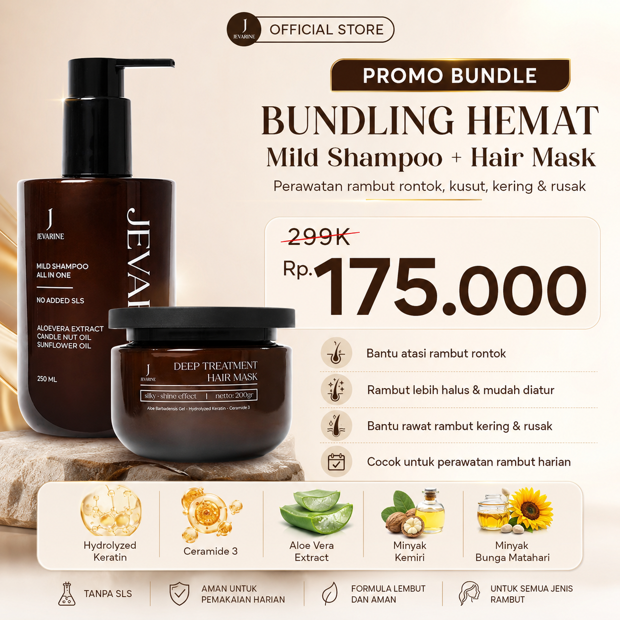 All in One Mild Shampoo By Jevarine 100% Non SLS  - FBE