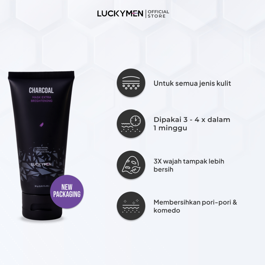 Luckymen Charcoal Mask Extra Brightening New Package - 1R