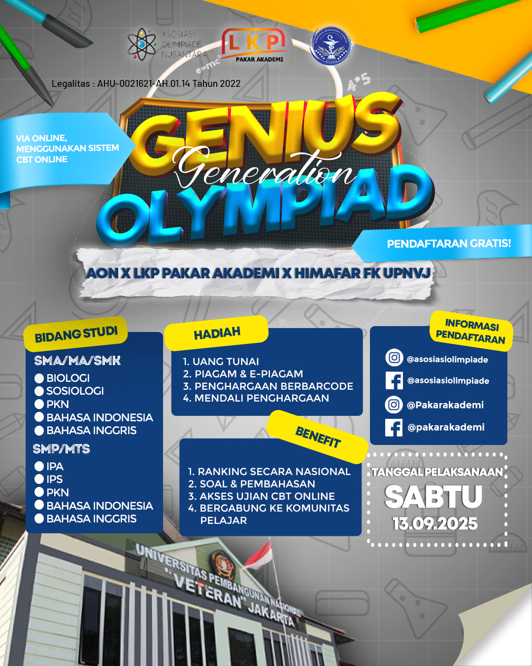 GENIUS GENERATION OLYMPIAD - AON X LKP X HIMAFAR FK UPNVJ 13 SEPTEMBER 2025 logo