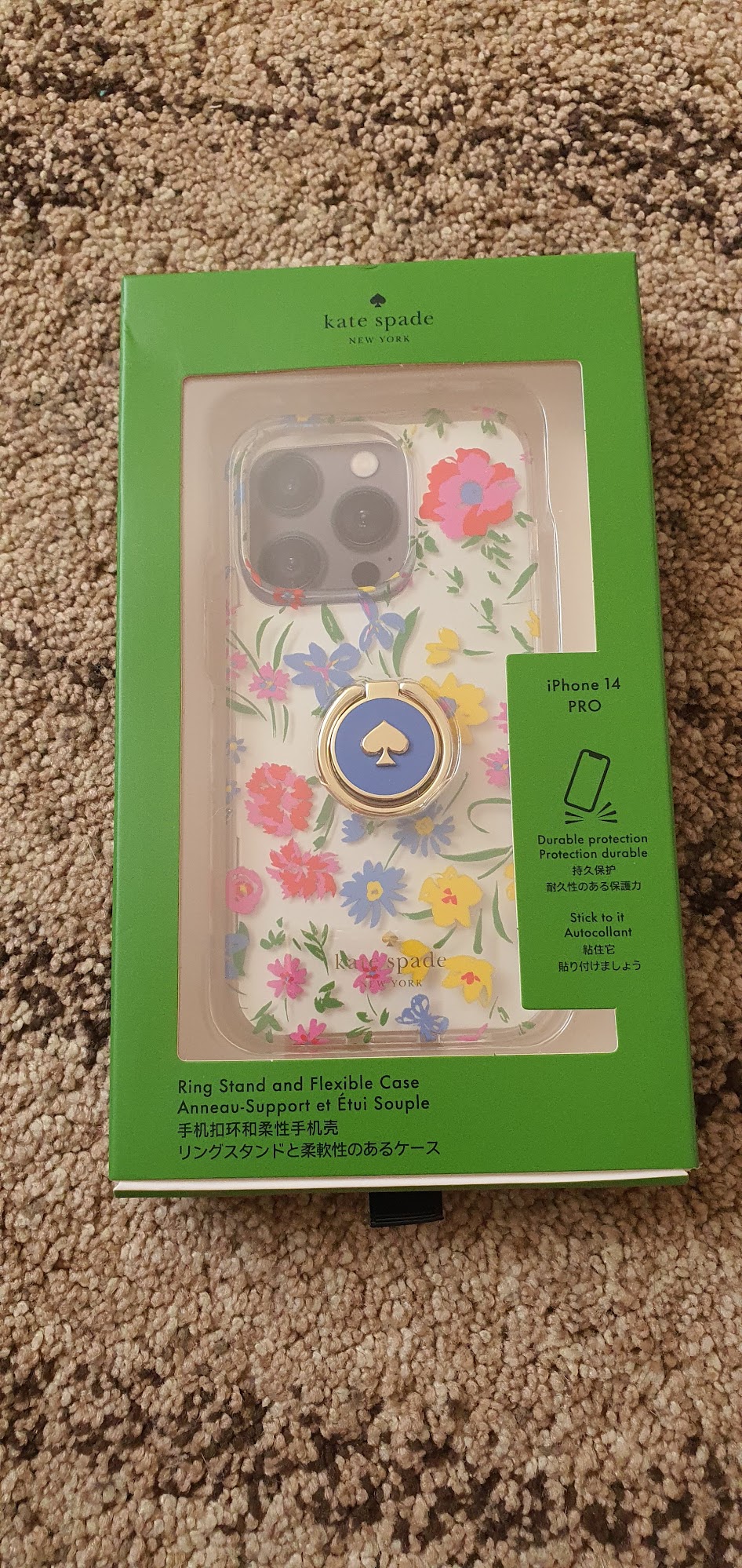 KATESPADE iPhone14Pro対応ケース リング付属KB612 KATE SPADE