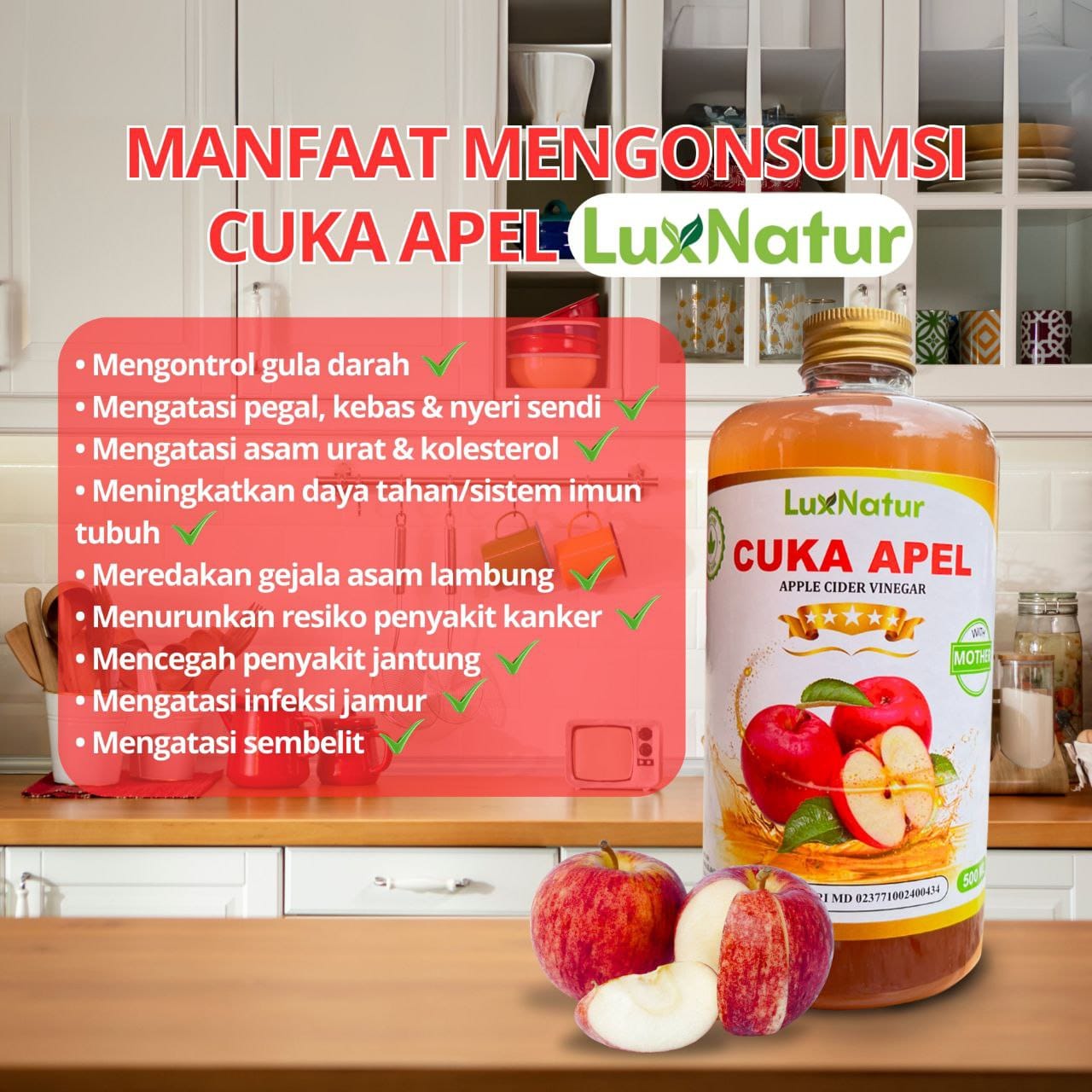 Cuka Apel Luxnatur 500ml  Google (UL)