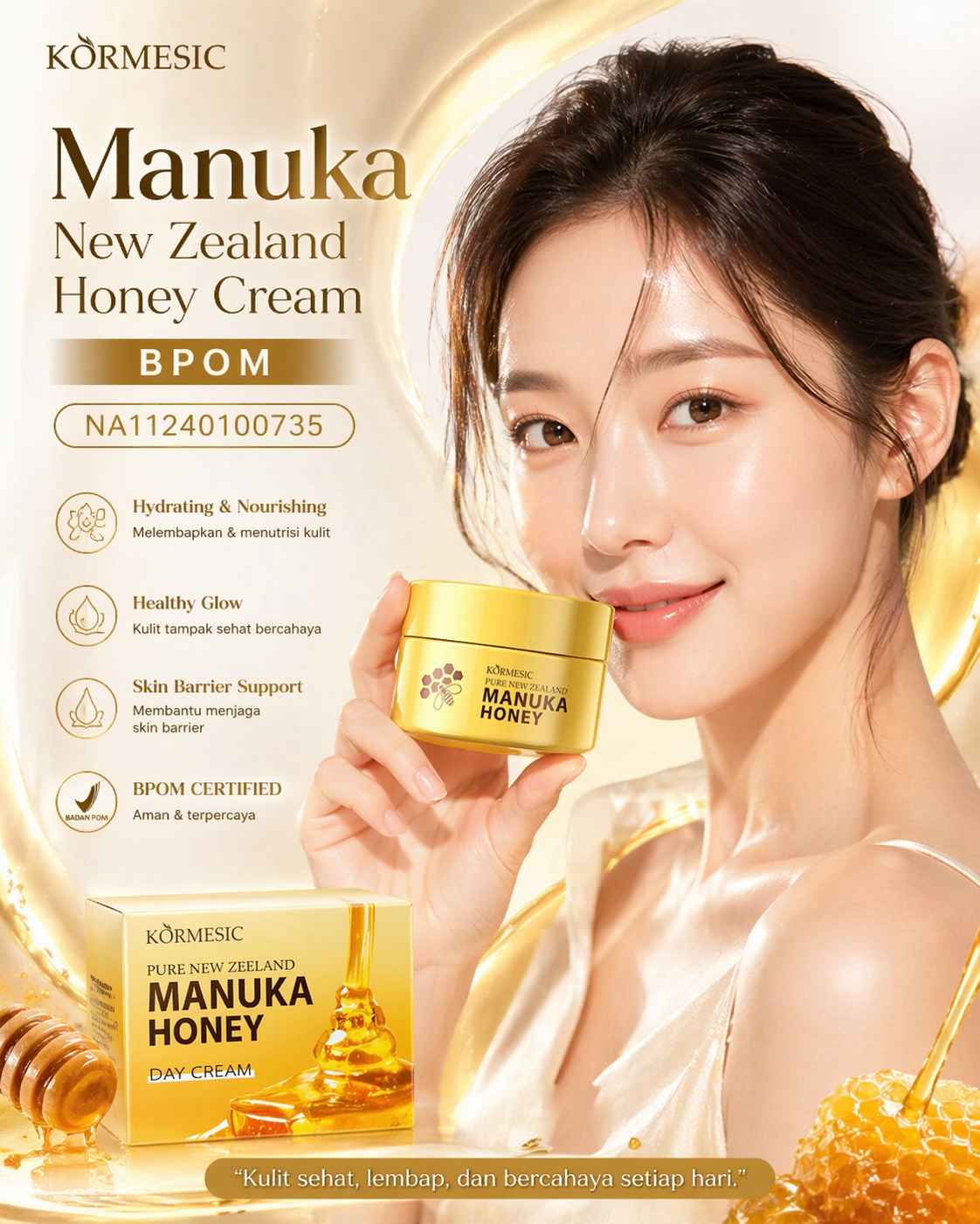Manuka New Zealand Honey Cream BPOM HR62-3 bs logo