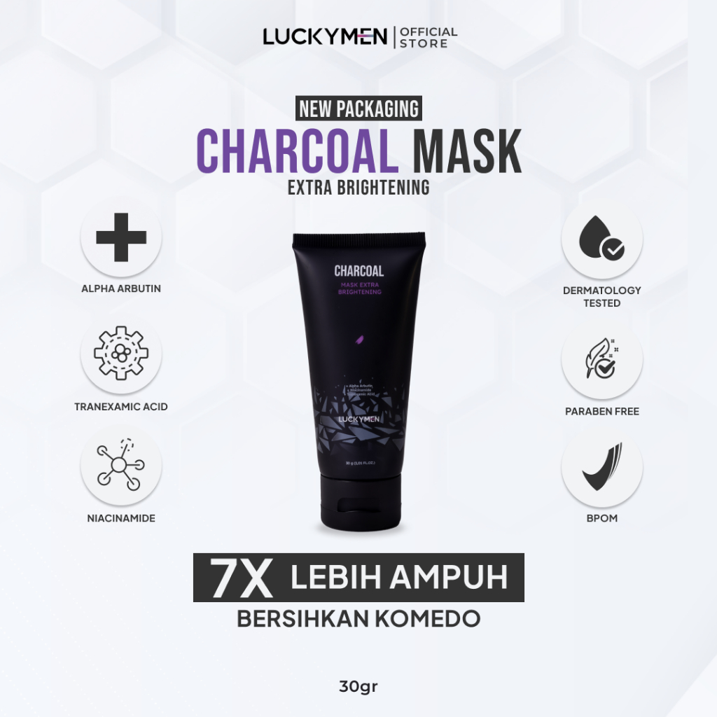 Luckymen Charcoal Mask Extra Brightening New Package - 1R