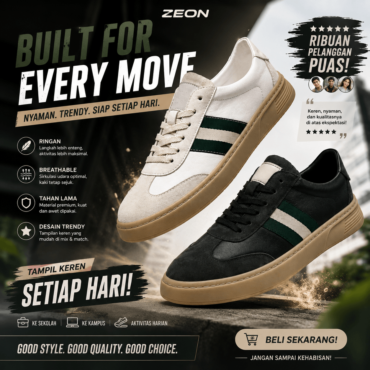 Sepatu Pria Zeon logo