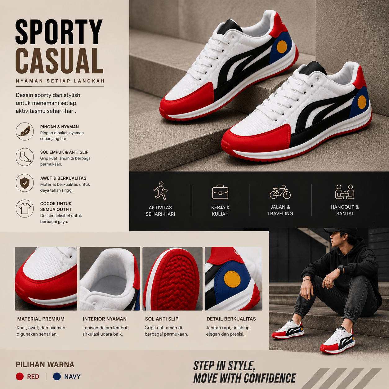 Sepatu Kasual Pria Amex - G