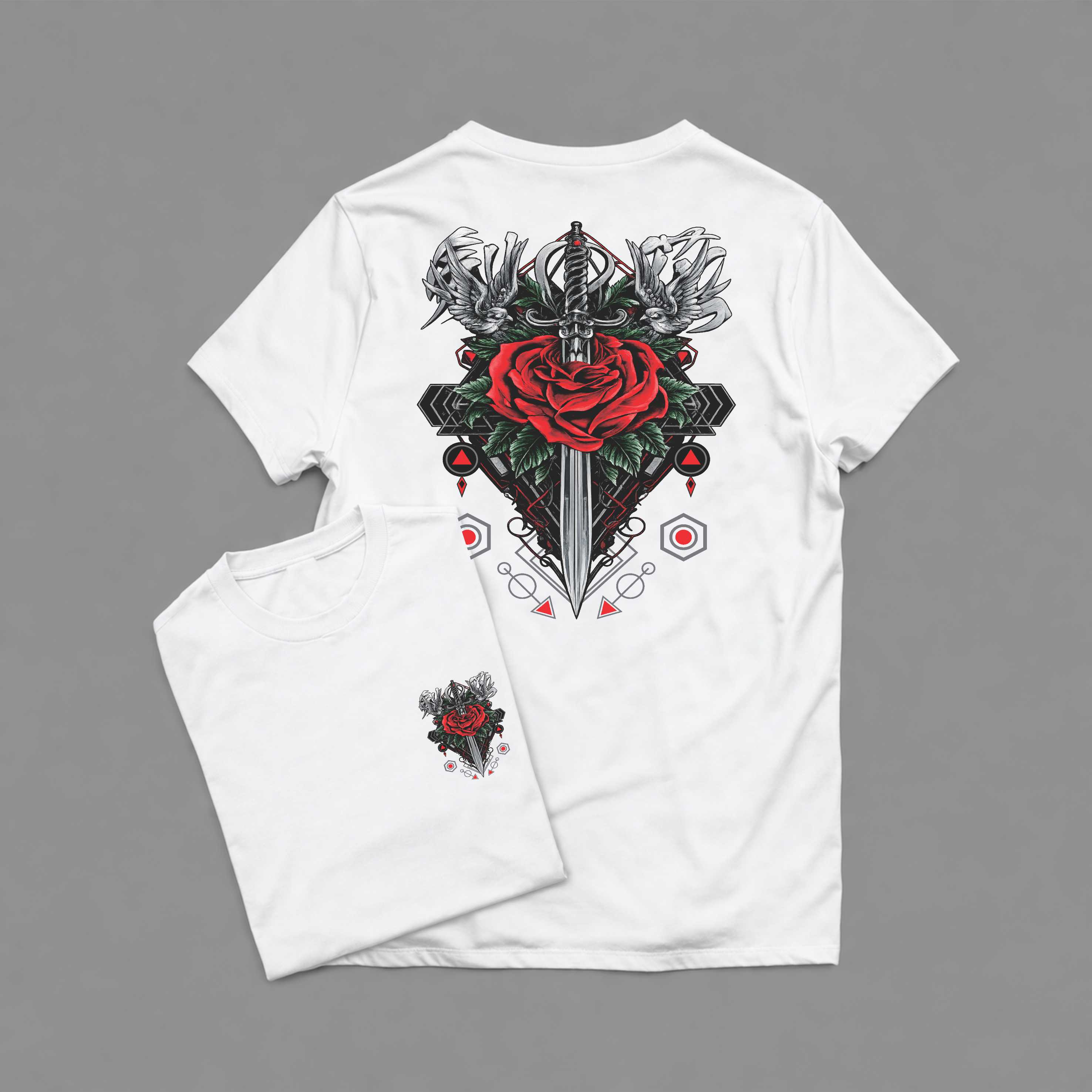 KAOS DEWASA ROSE SWORDS MAWAR PEDANG