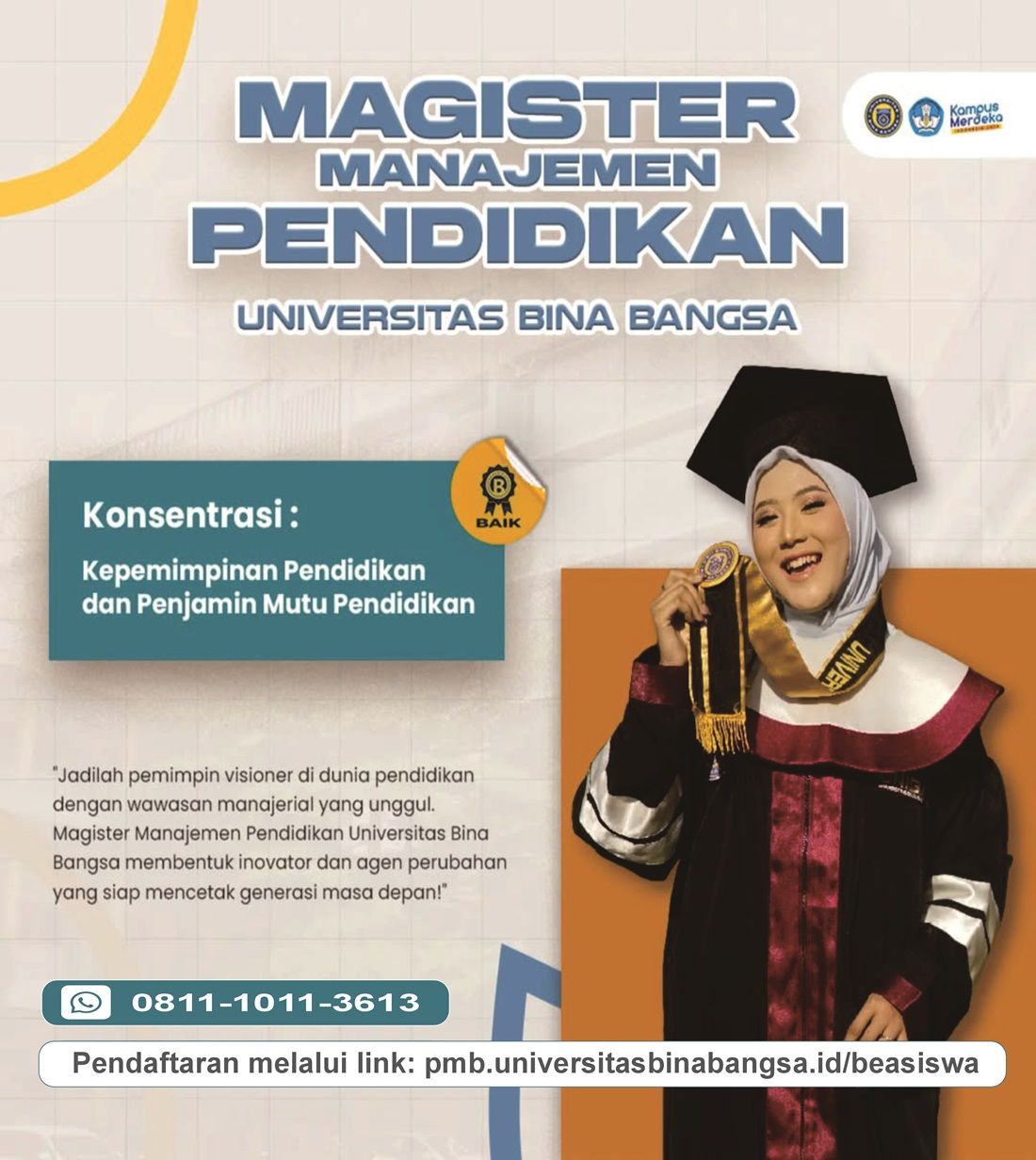 Program Subsidi Beasiswa Pendidikan Program Pascasarjana Universitas Bina Bangsa