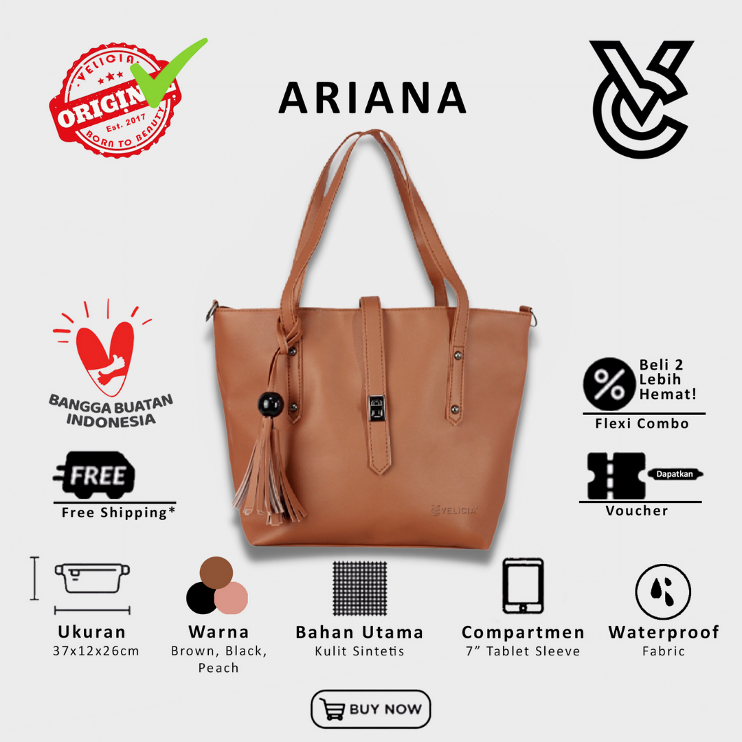 [VELICIA] Ariana Brown Tote Bag logo
