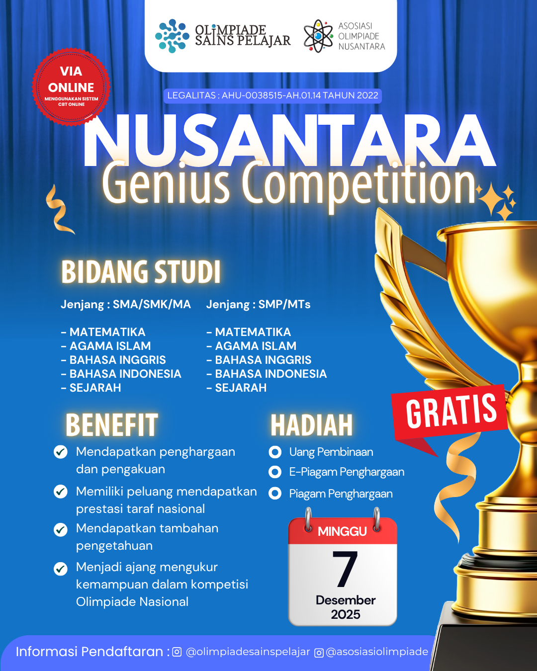 NUSANTARA GENIUS COMPETITION - 7 DESEMBER 2025 OSPxAON logo