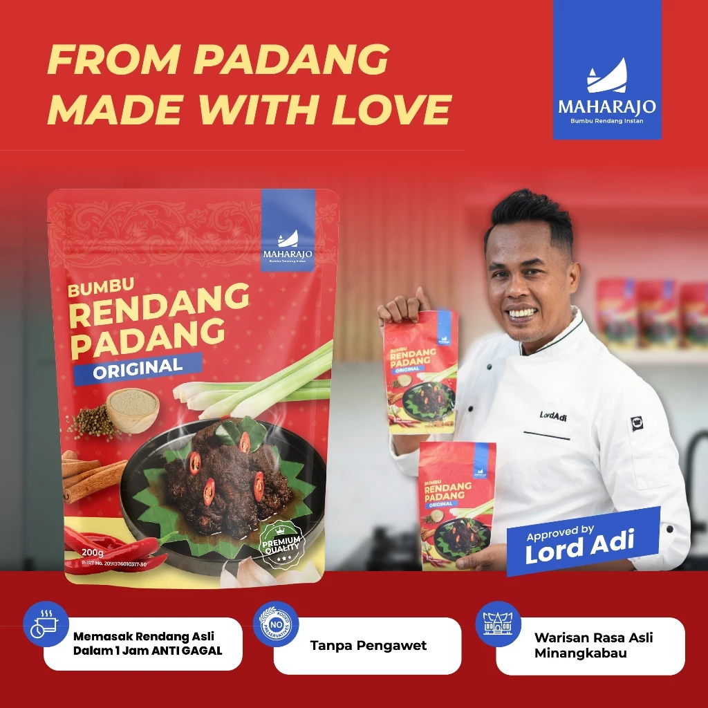 Maharajo Bumbu Rendang Instan 200g – Bumbu Rendang Padang Asli Minang - GM logo