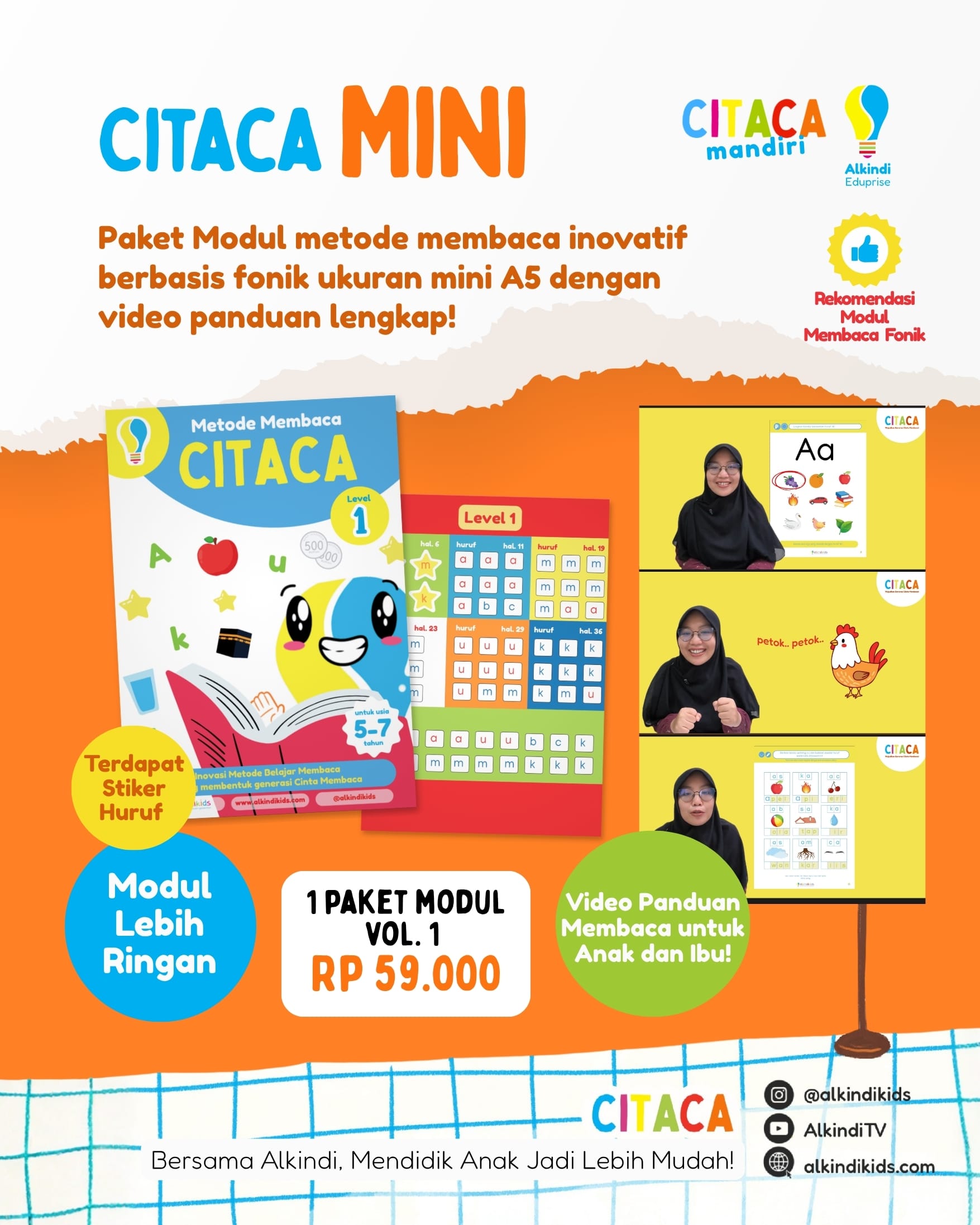 Citaca Mandiri – Belajar Membaca Anak Tanpa Mengeja | Cepat Lancar + Video Panduan logo