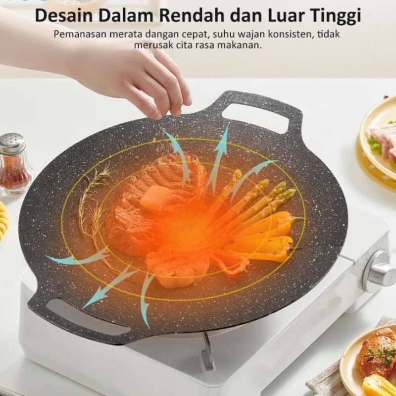 Wajan Alat Pemanggang Alat Panggangan BBQ Grill Pan Korean Panggangan Bulat kompor Wajan
