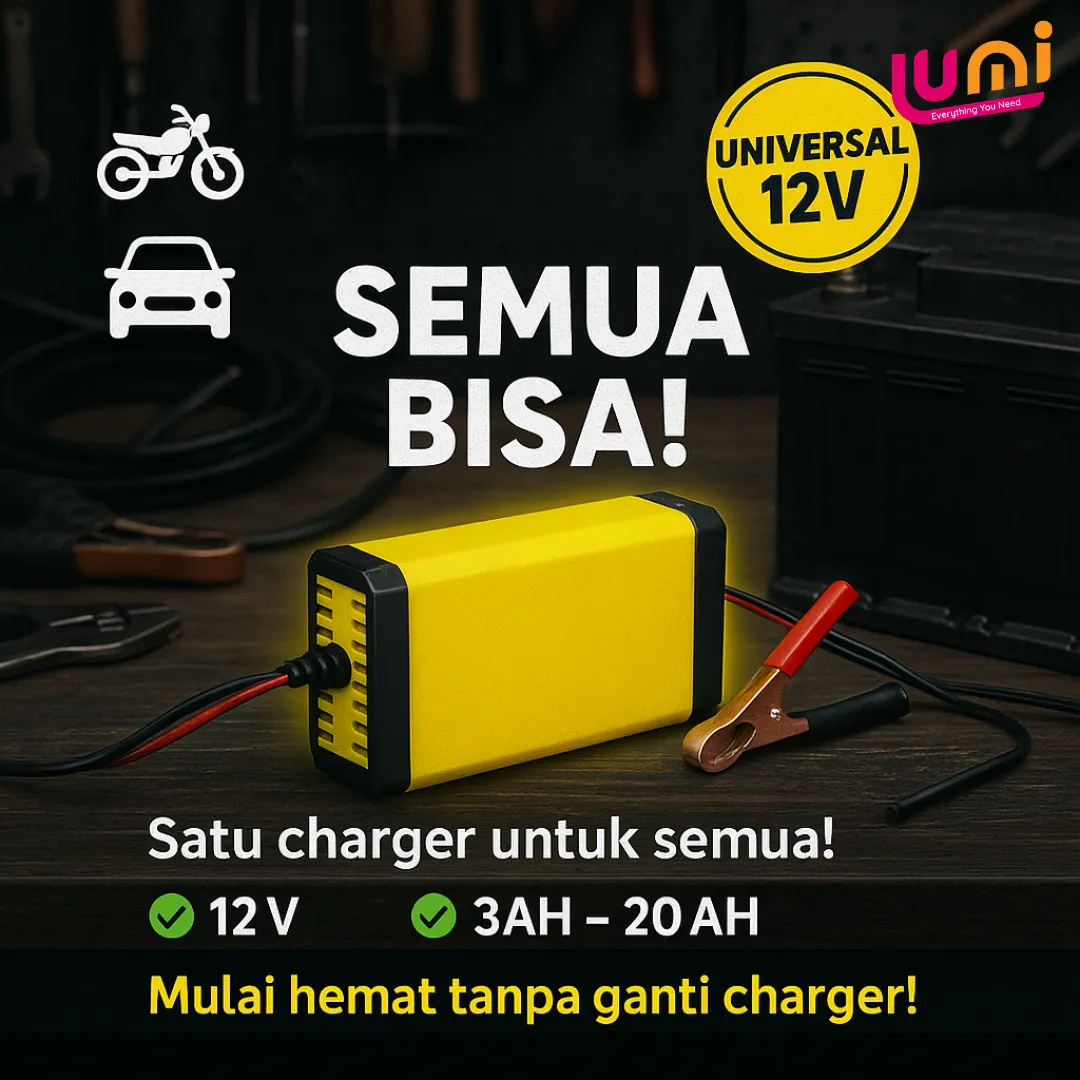 SMART BATTERY CHARGER / CHARGER AKI MOBIL MOTOR PORTABLE VOLTUNER 12V 2A ALAT CAS AKI ACCU KENDARAAN