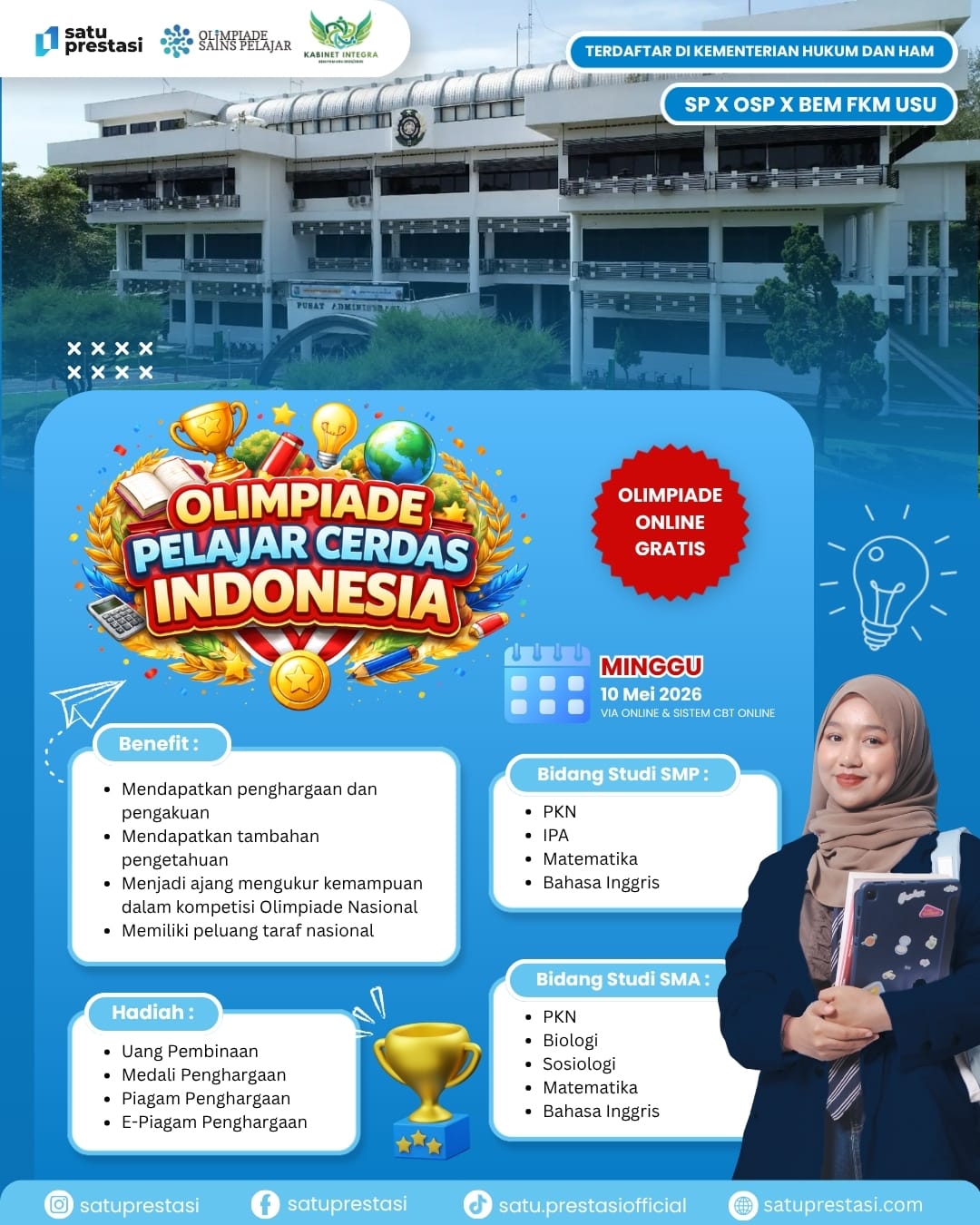OLIMPIADE PELAJAR CERDAS INDONESIA - MINGGU, 10 MEI 20226 - SP X OSP X BEM FKM USU logo