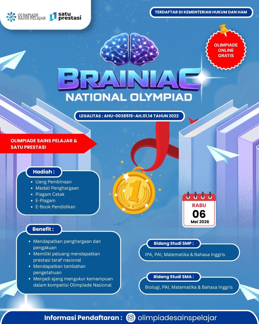 BRAINIAC NATIONAL OLYMPIAD - 6 MEI 2026 OSPXSP logo