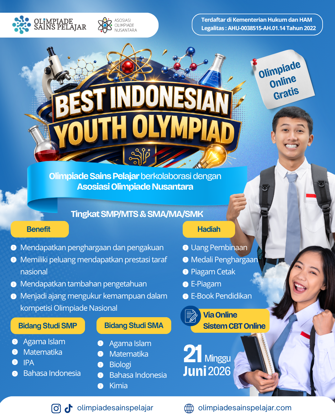 BEST INDONESIAN YOUTH OLYMPIAD - 21 JUNI 2026 OSPXAON logo