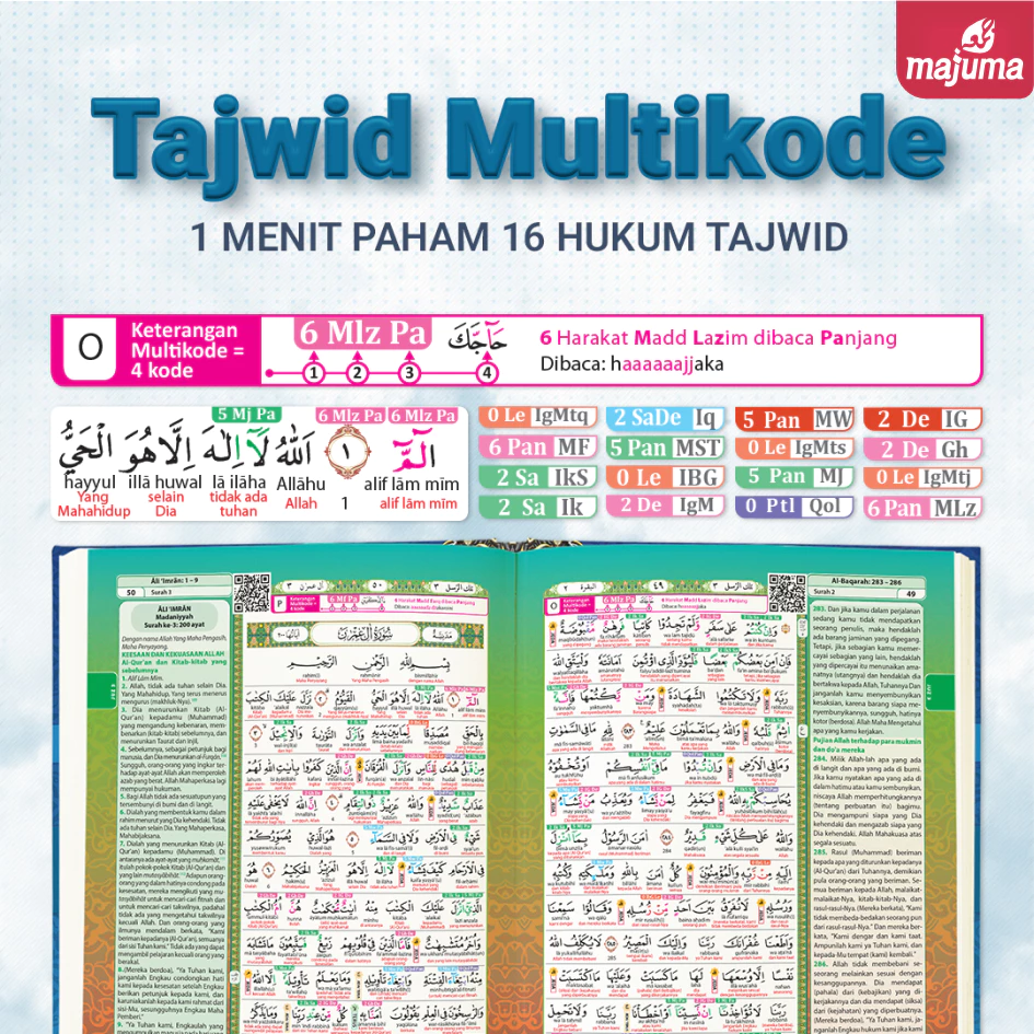 Al mubayyin Alquran Pintar berwarna Untuk Pemula Dan Menengah A5 Latin Dan Terjemahan Tajwid - AM