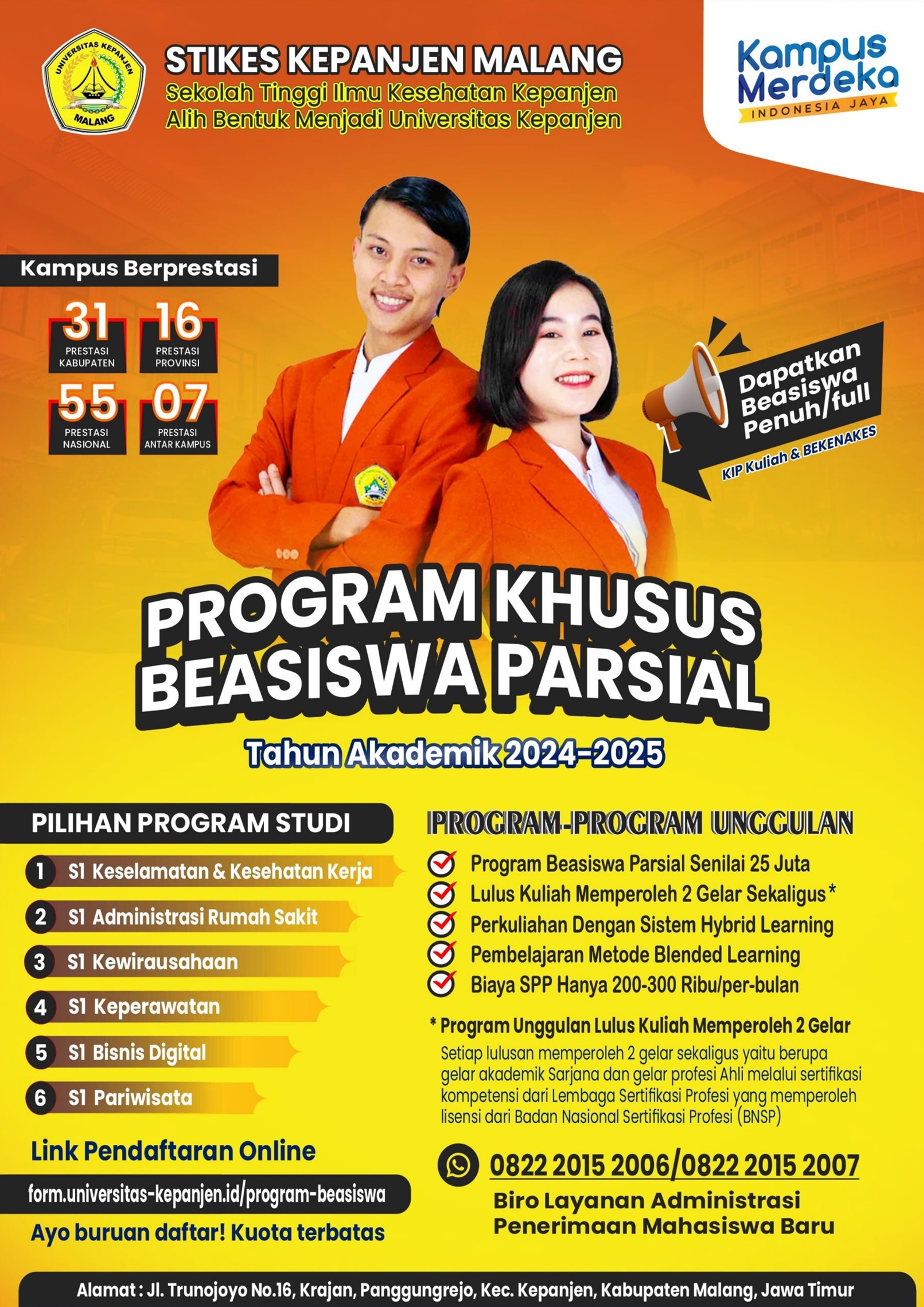 Program Khusus Beasiswa Parsial Universitas Kepanjen Malang (Kampus Kesehatan Pilihan Terbaik)