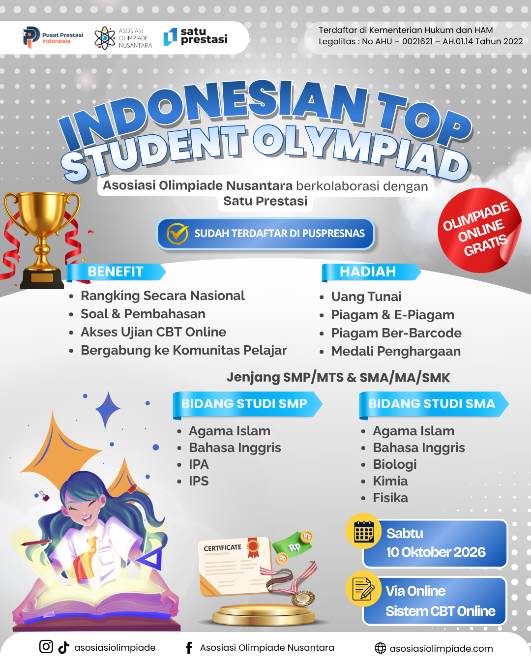 INDONESIAN TOP STUDENT OLYMPIAD - AON X SP ( 10 OKTOBER 2026) logo
