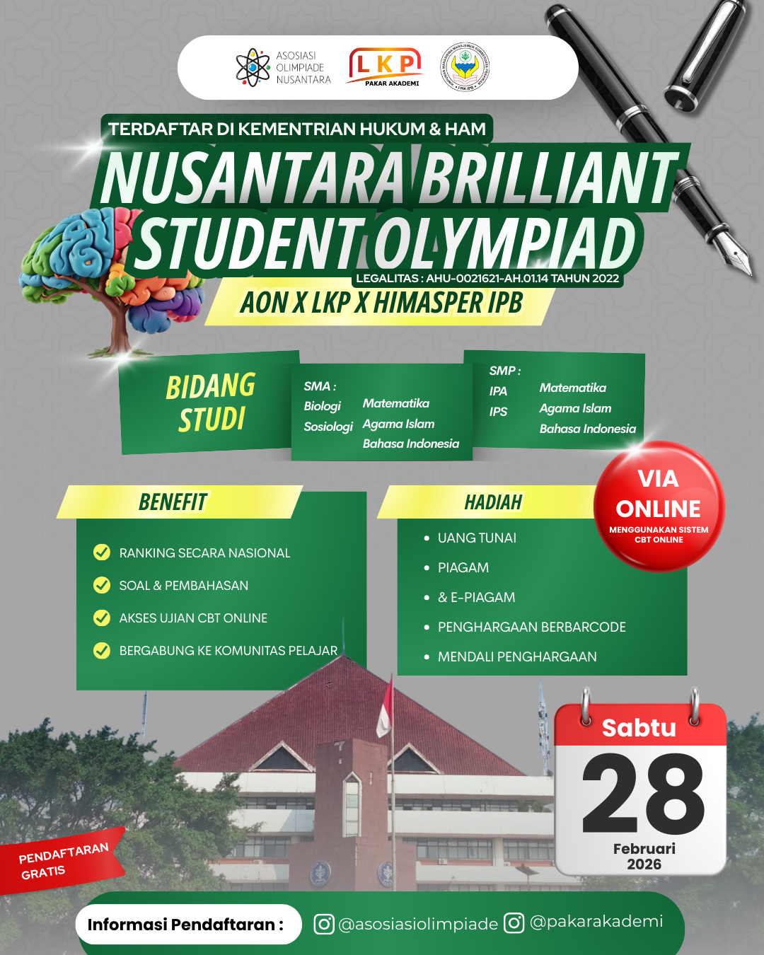 NUSANTARA BRILLIANT STUDENT OLYMPIAD - AON X LKP X HIMASPER IPB (28 FEBRUARI 2026) logo