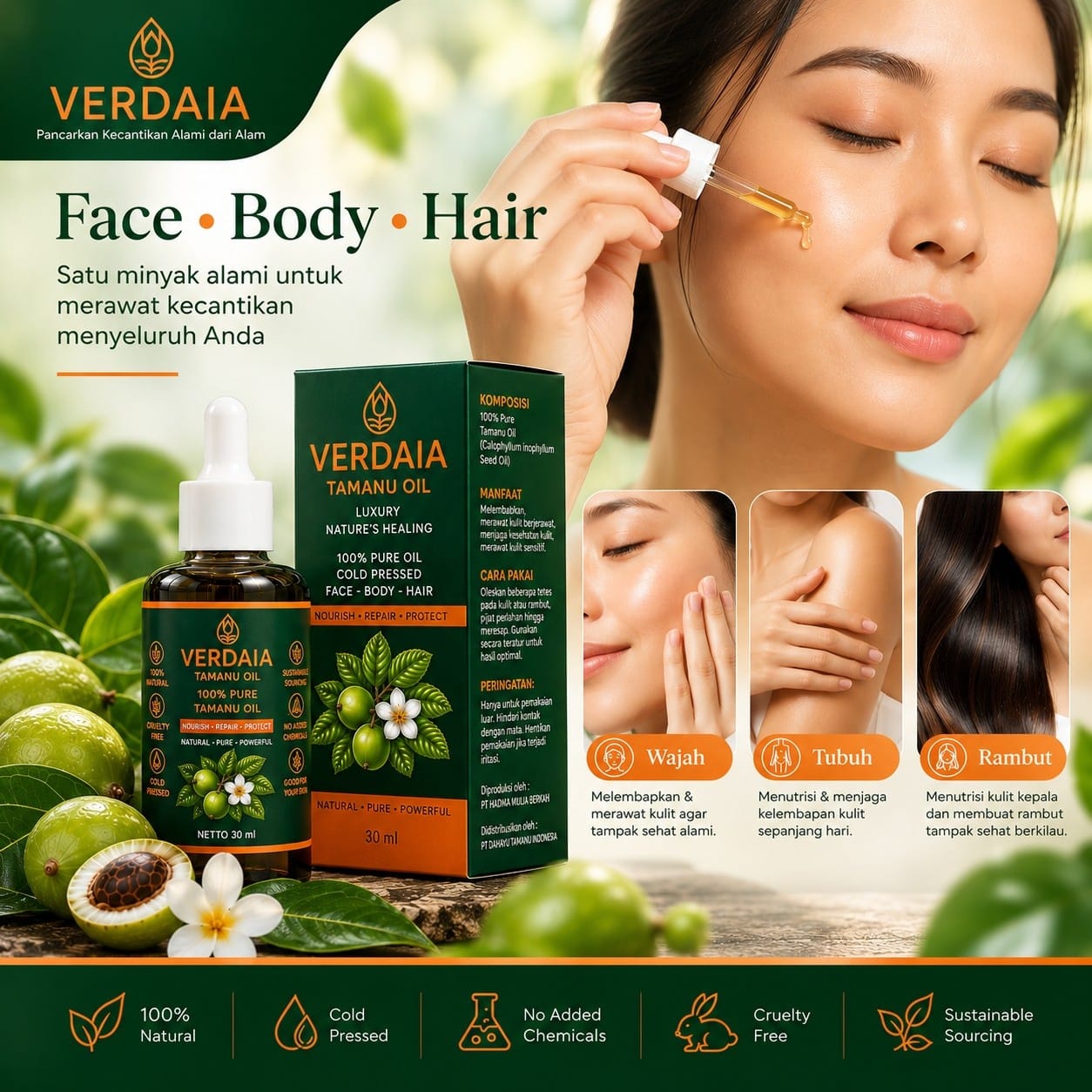 Verdaia Tamanu Oil | 30ml | Complete Bundle 2 Bottles