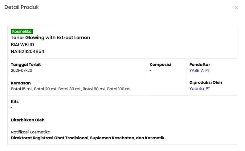 Toner Lemon BPOM GA BL77