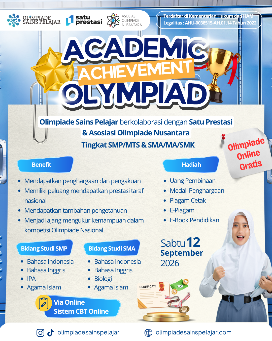 ACADEMIC ACHIEVEMENT OLYMPIAD - 12 SEPTEMBER 2026 OSPxSPxAON logo