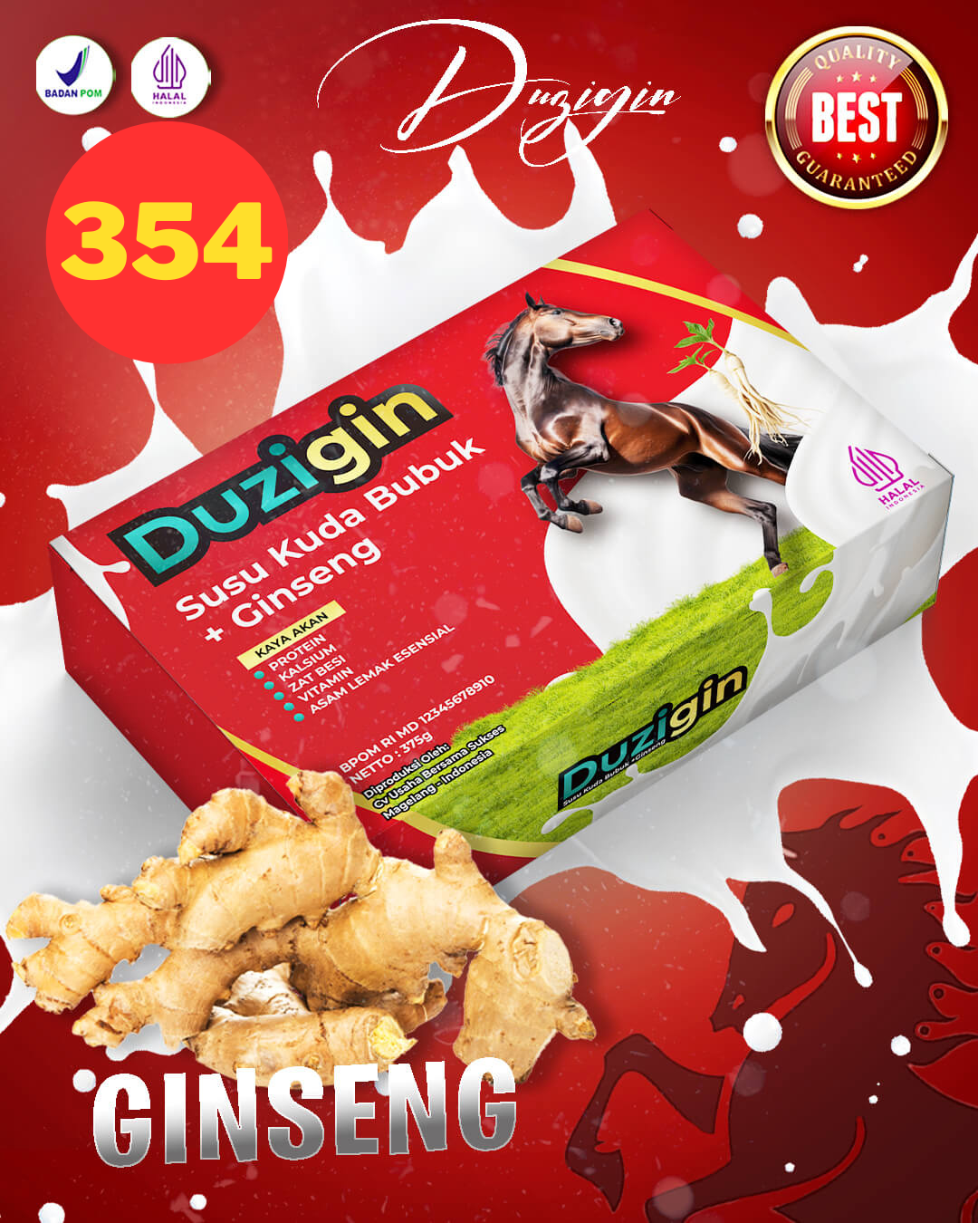 354DUZIGIN SUSU KUDA PLUS GINSENG MERAH GG logo