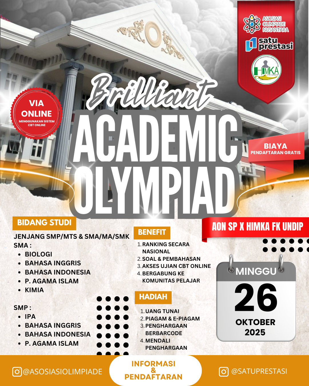 BRILLIANT ACADEMIC OLYMPIAD - AON X SP X HIMKA FK UNDIP 26 OKTOBER 2025 logo