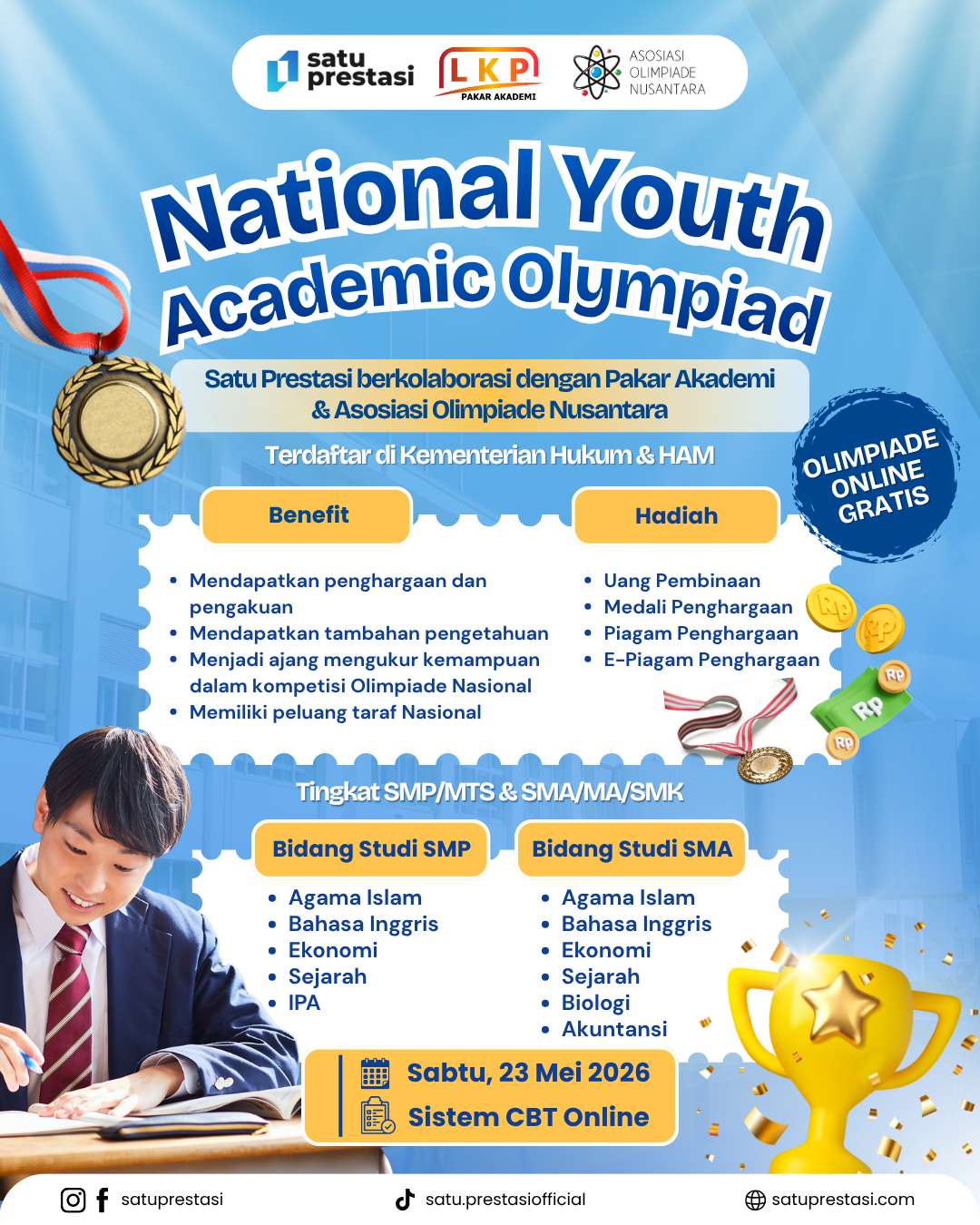 NATIONAL YOUTH ACADEMIC OLYMPIAD - SABTU, 23 MEI 2026 - SP X LKP X AON logo