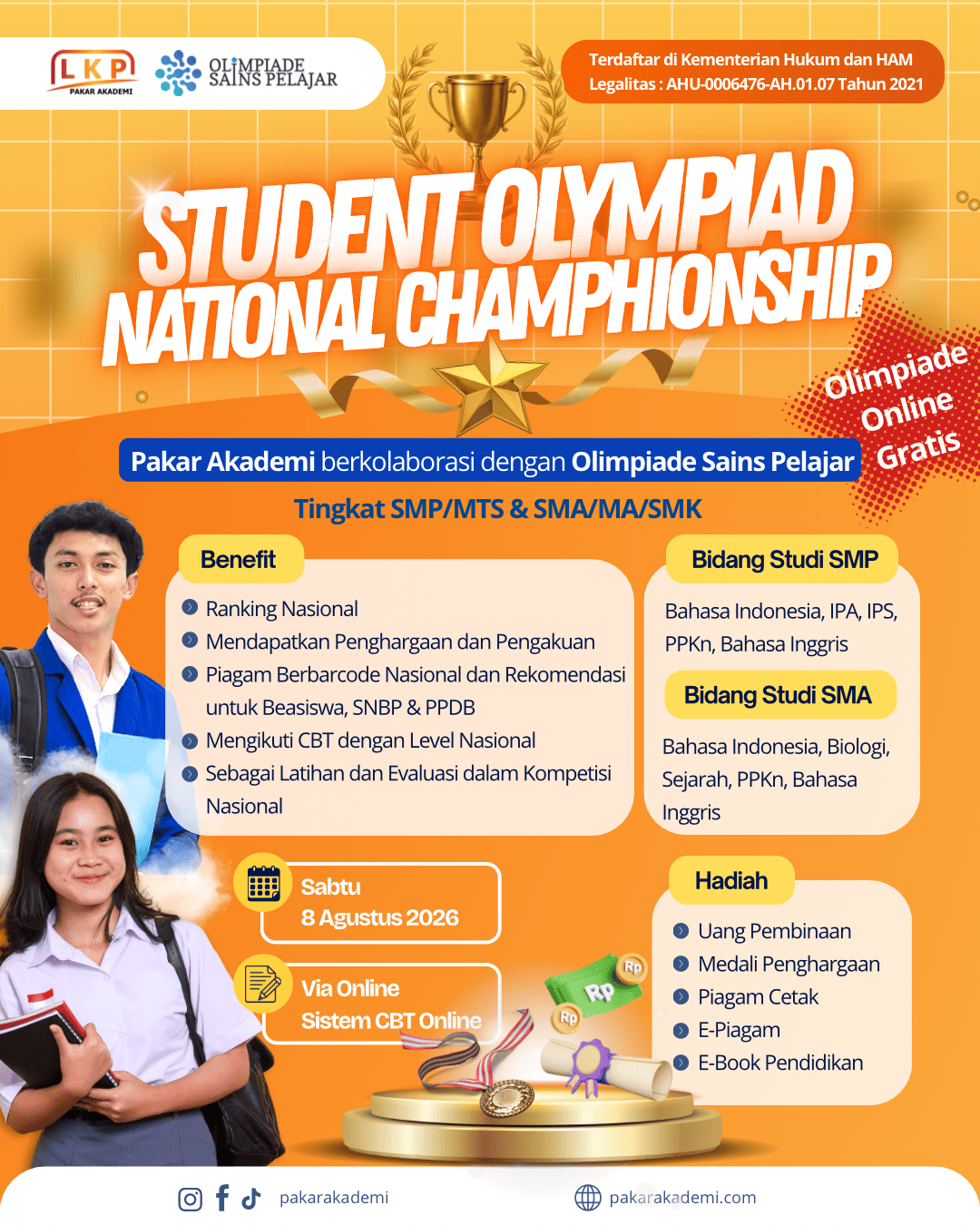 STUDENT OLYMPIAD NATIONAL CHAMPIONSHIP 8 AGUSTUS 2026 - LKP X OSP logo