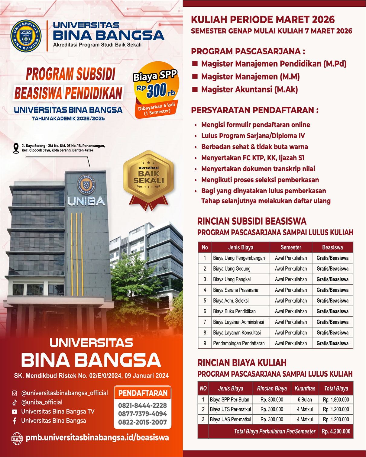 Program Subsidi Beasiswa Pendidikan Program Pascasarjana Universitas Bina Bangsa logo