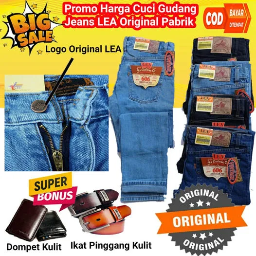 Promo Jeans LEA Original Bonus Ikat Pinggang Kulit & Dompet Kulit-ax logo