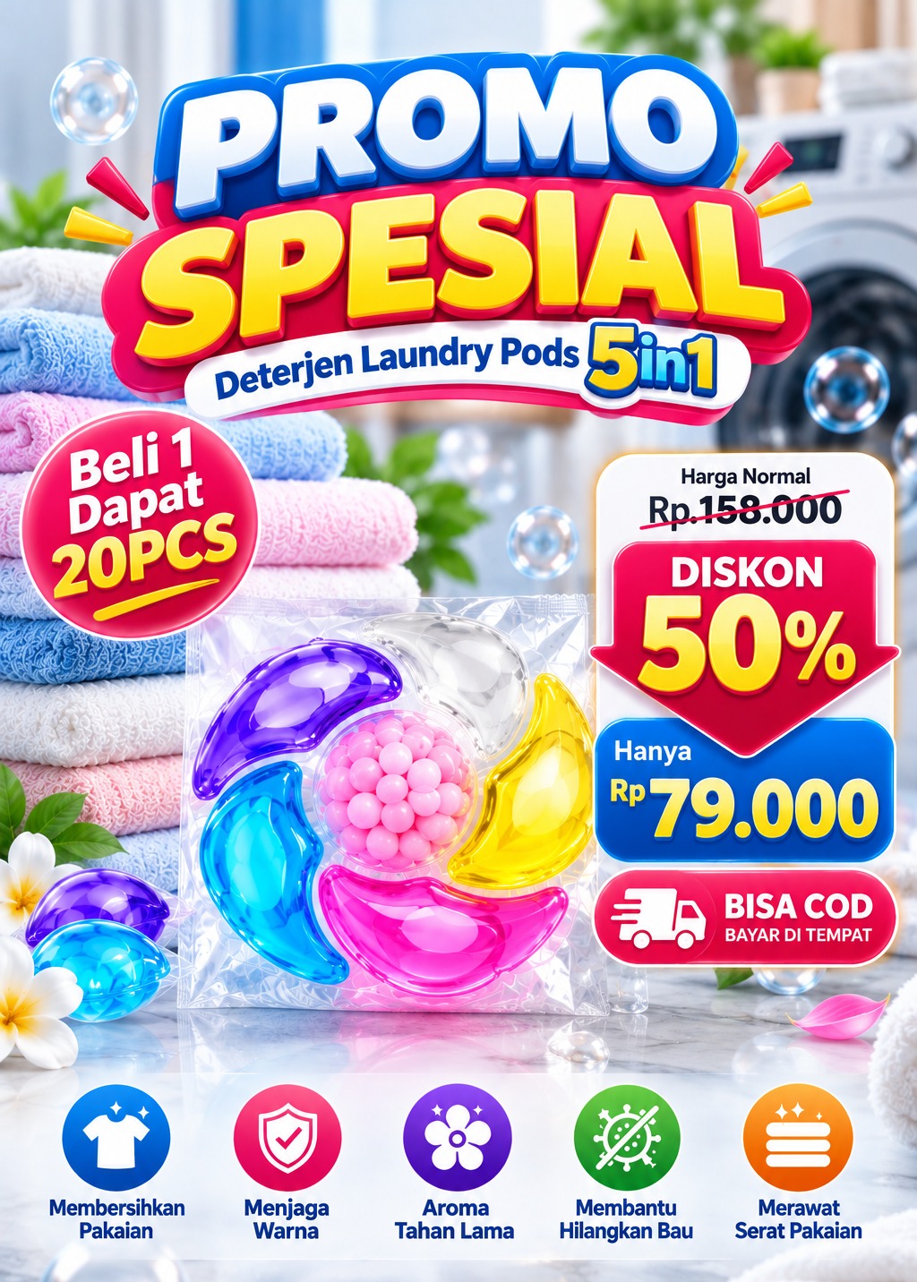Deterjen Laundry PODS Beli 1 Dapat 20 Bisa COD Dan Potongan Ongkir | YT-FLO logo