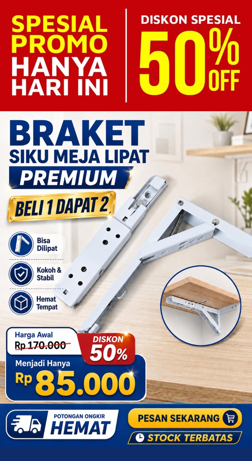 Bracket Siku Meja Lipat Beli 1 Dapat 2 Bisa COD Dan Potongan Ongkir | META-F&B logo