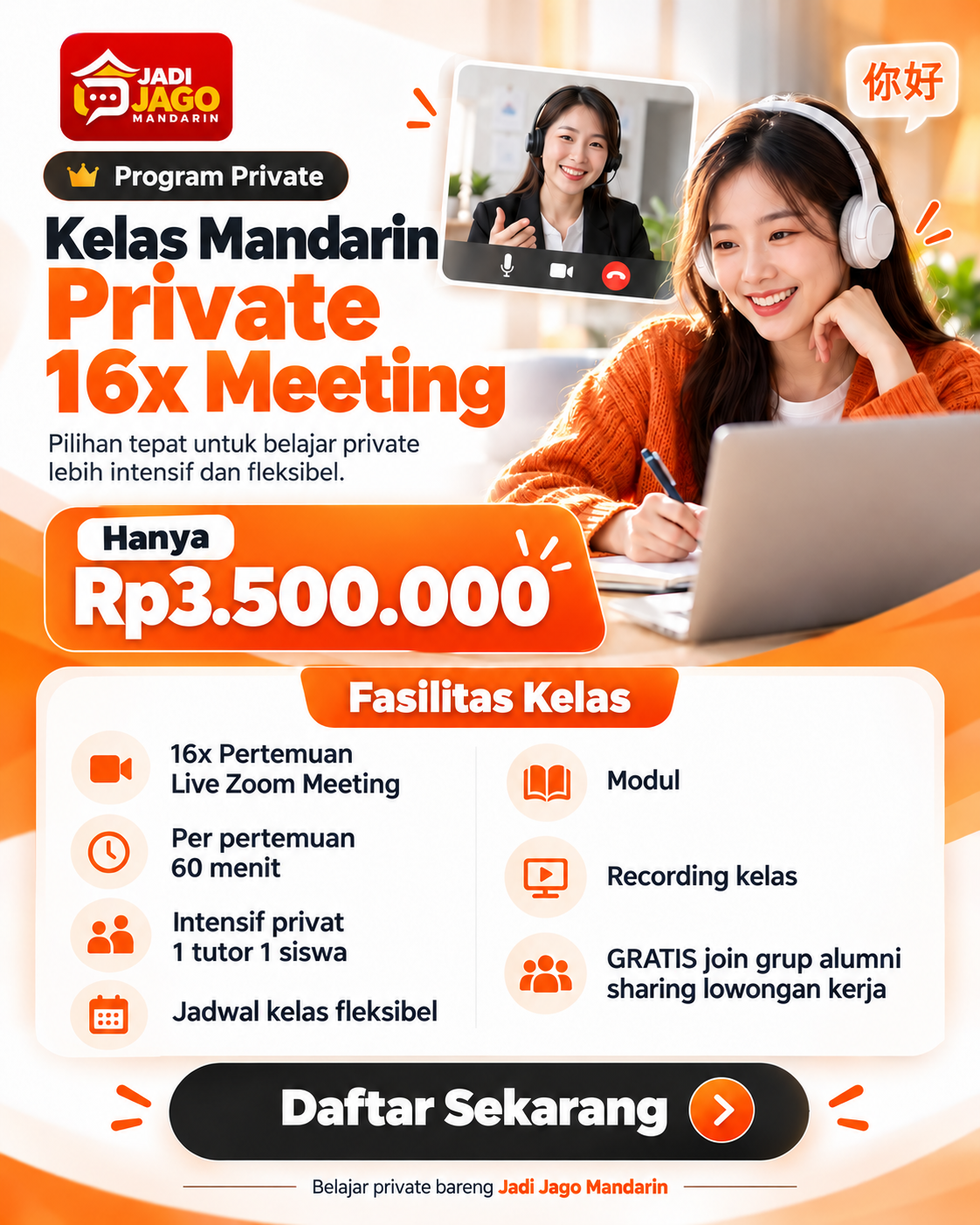 (Jadi Jago Mandarin) Mandarin Private 16x Meeting logo