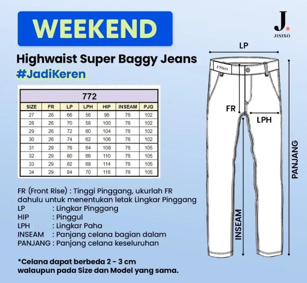 Celana Jeans Oversize Baggy Jiniso Weekend logo