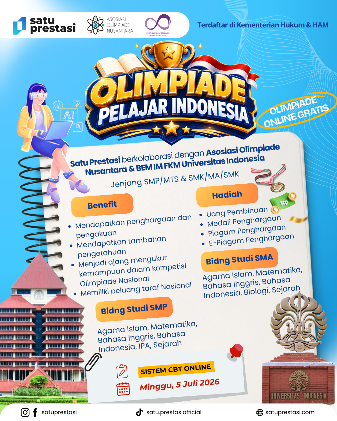 OLIMPIADE PELAJAR INDONESIA - MINGGU, 5 JULI 2026 - SP X AON X BEM IM FKM UI logo