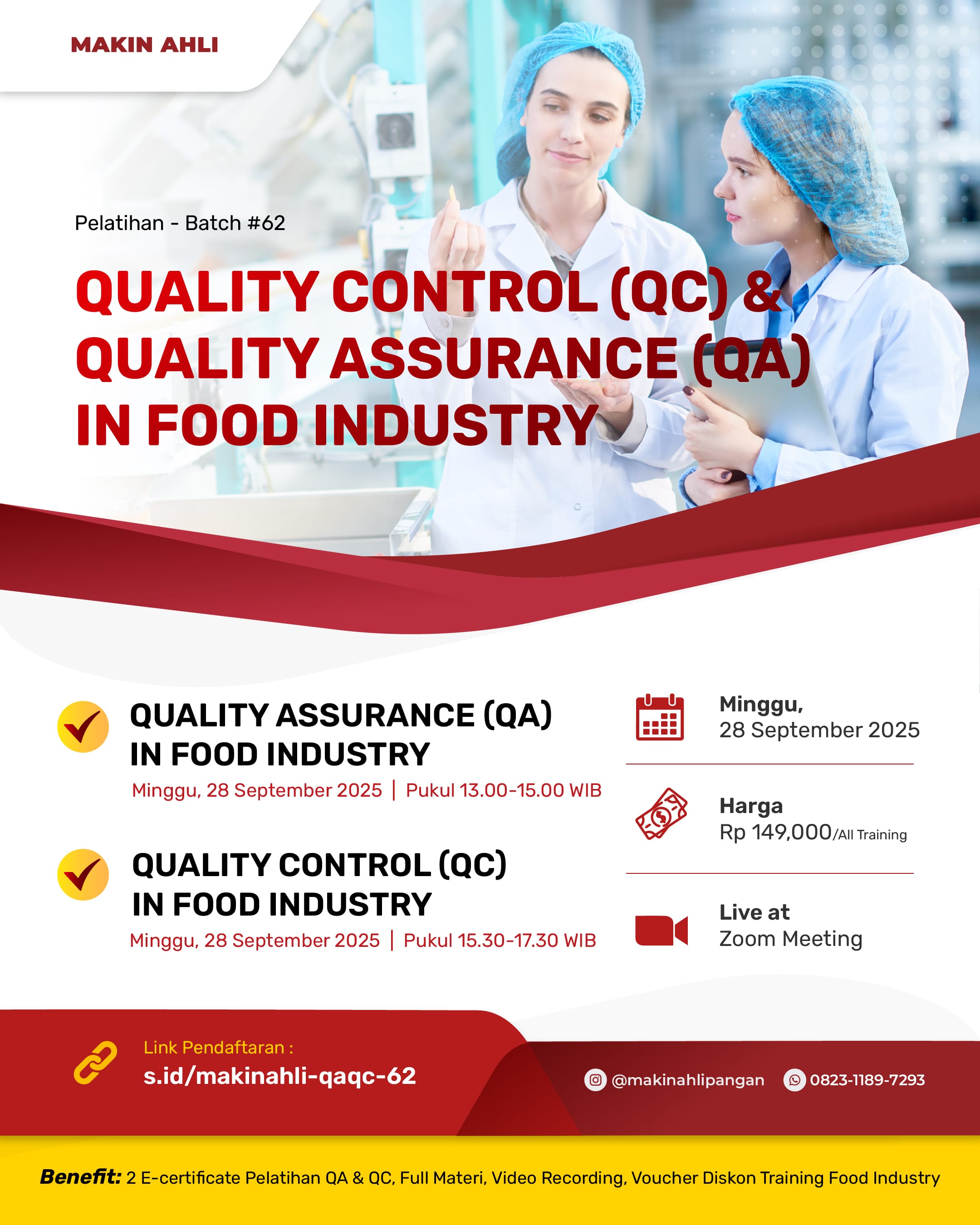 PELATIHAN QUALITY ASSURANCE (QA) & QUALITY CONTROL (QC) IN FOOD INDUSTRY BATCH 62 logo