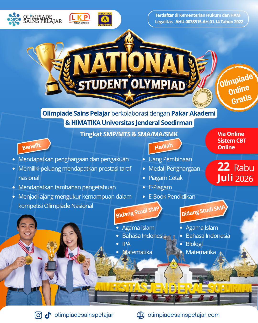 NATIONAL STUDENT OLYMPIAD - 22 JULI OSP x LKP x HIMATIKA UNSOED logo