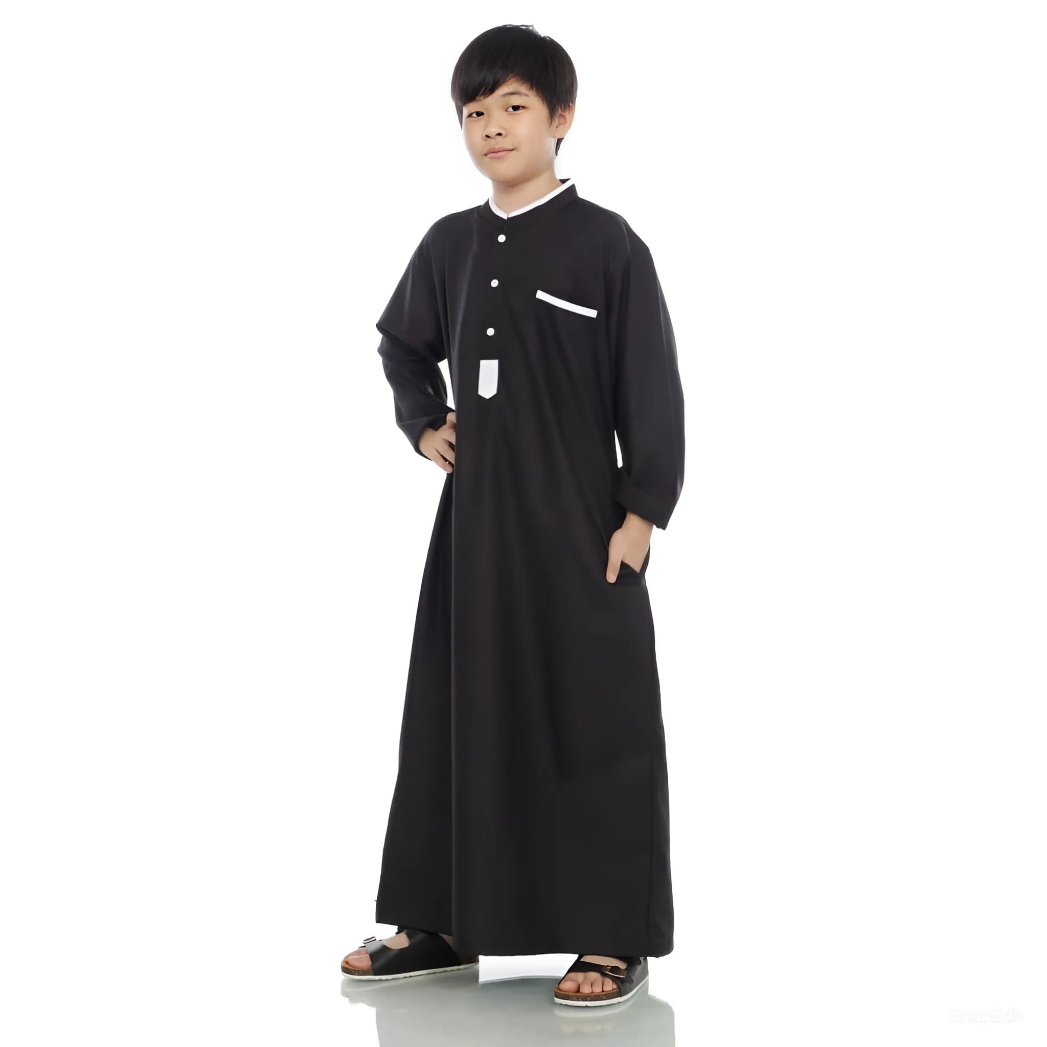 Jubah Anak Model List Saku