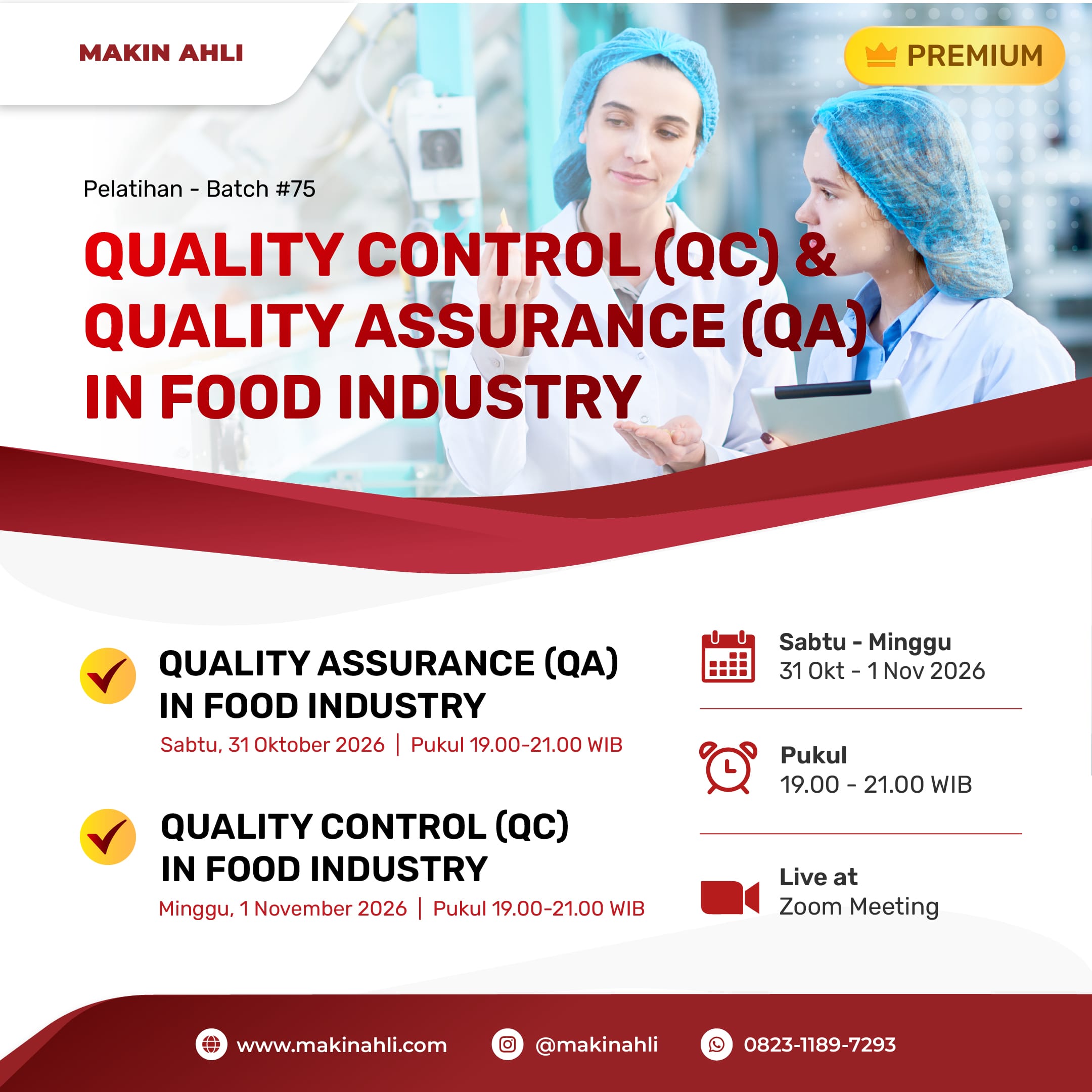 PELATIHAN QUALITY ASSURANCE (QA) & QUALITY CONTROL (QC) IN FOOD INDUSTRY BATCH 75 logo