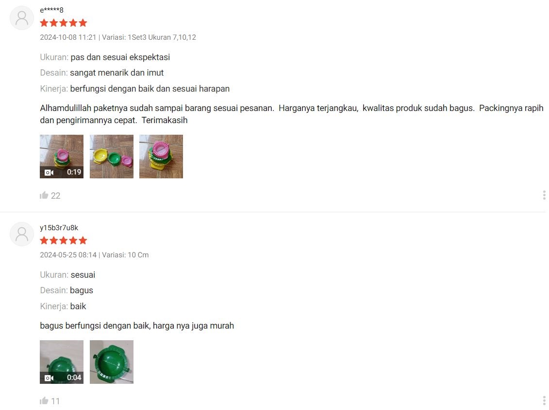 Cetakan Pastel Pangsit Cireng 1 Set 4 Ukuran